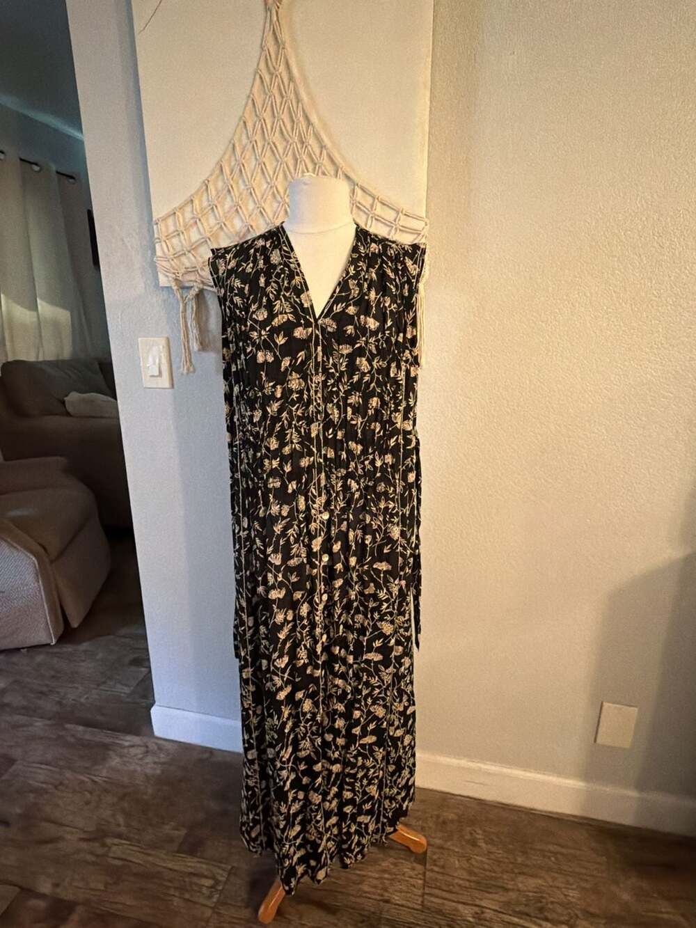 Divine Sarah Boho Floral Sleeveless V-Neck Rayon Maxi Dress